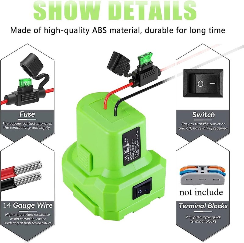 Battery Adapter DIY Power Wheels Converter W/Fuse Holder for Ryobi 18V 14 Gauge gallery