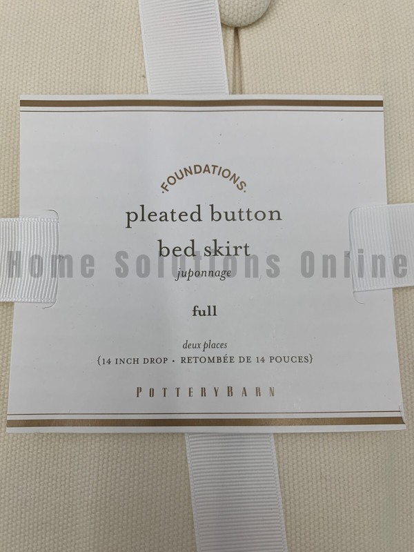 Pottery Barn Pleated Button Cotton Bed Skirt Full Natural Ivory 14" Drop #N406 gallery