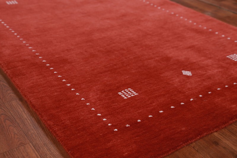 Rust/ Ivory Bordered Handmade Wool Gabbeh Indian Rug 3x5 ft. Foyer Carpet gallery