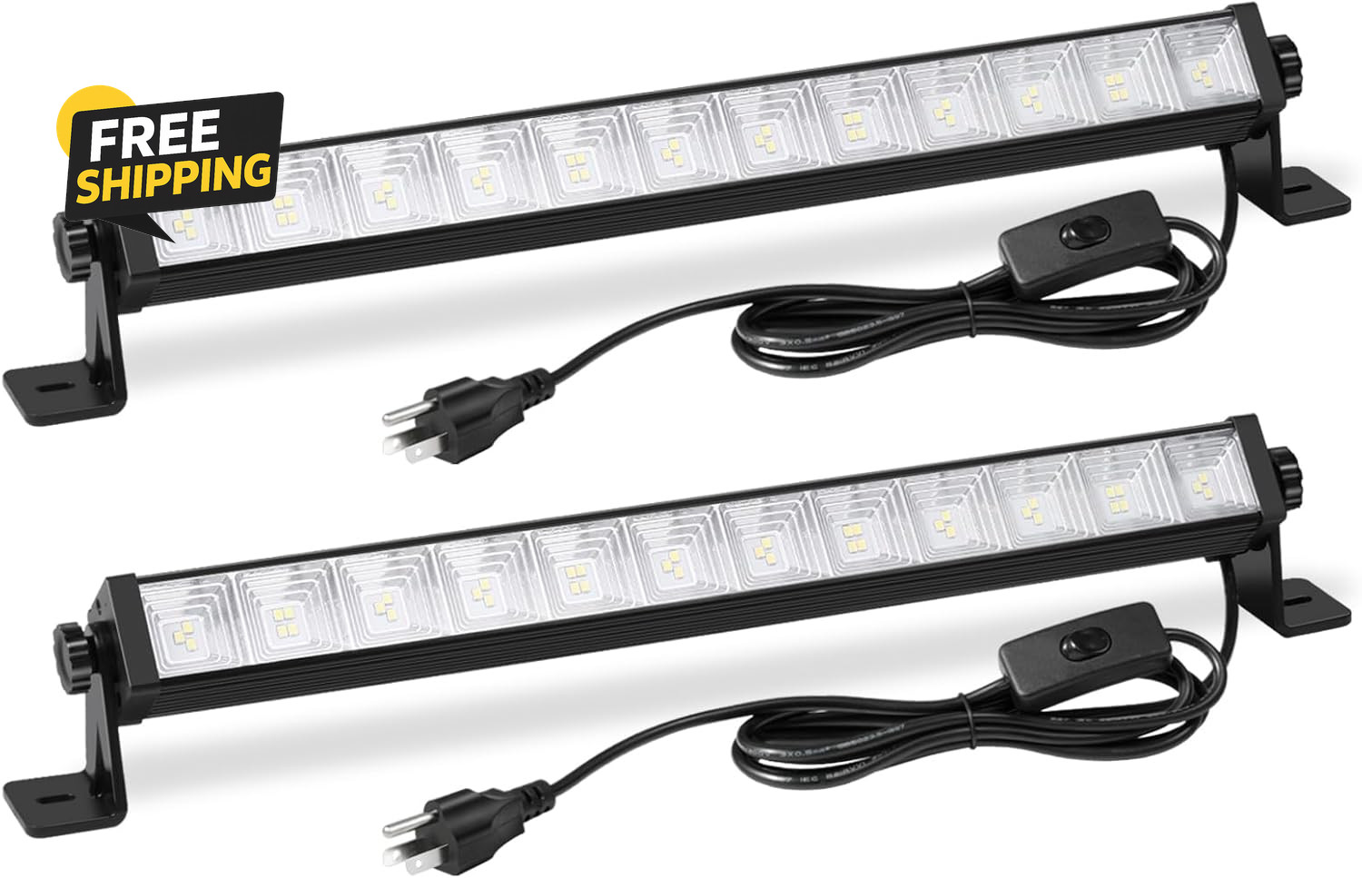 2 Pack 24W LED Shop Light, Plug in Garage Light with 6.5FT Cord On/Off Switch gallery