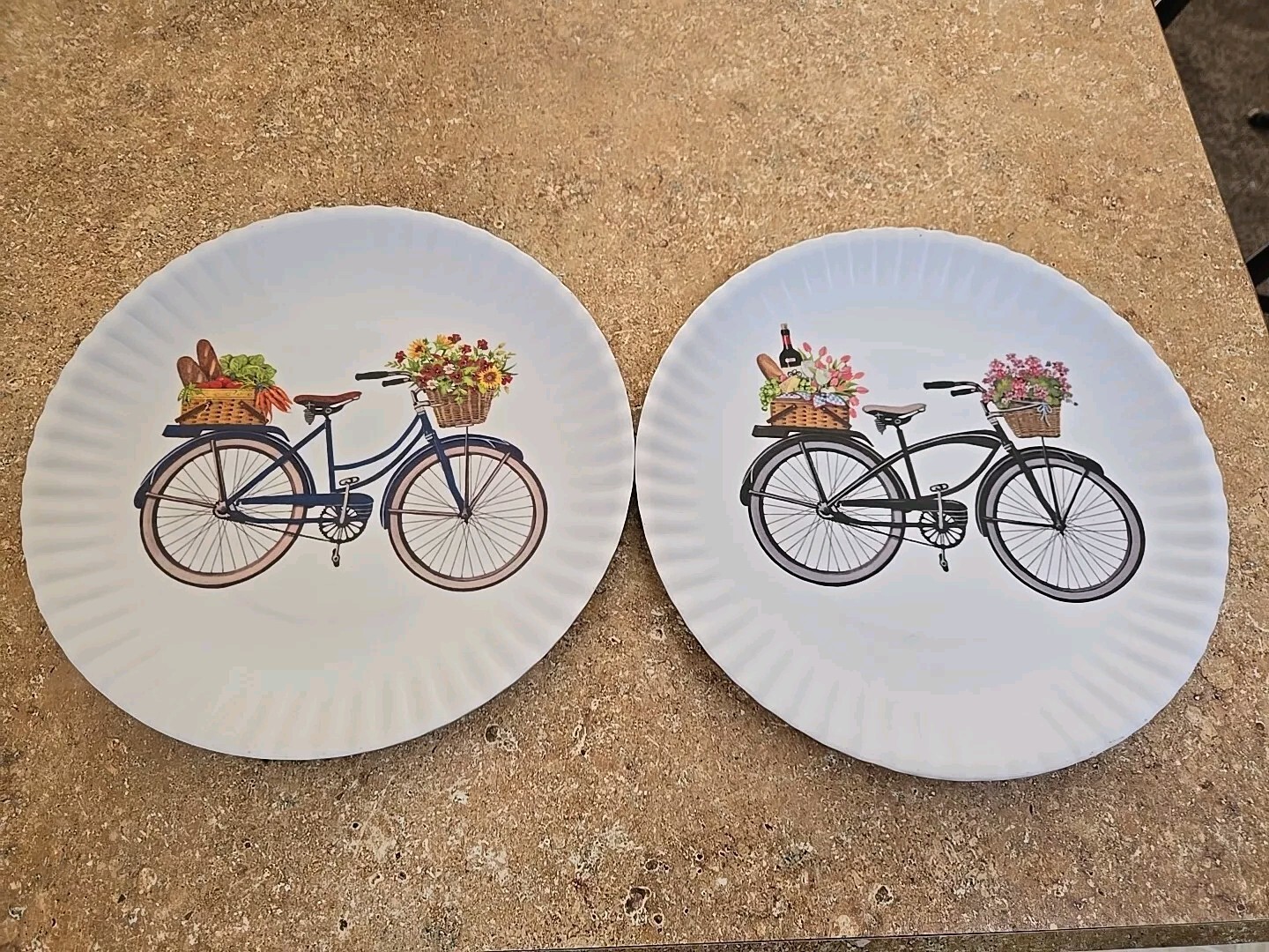 One Hundred 80 Degrees Bicycle Melamine Paper Plate Look 9" set of 2 gallery