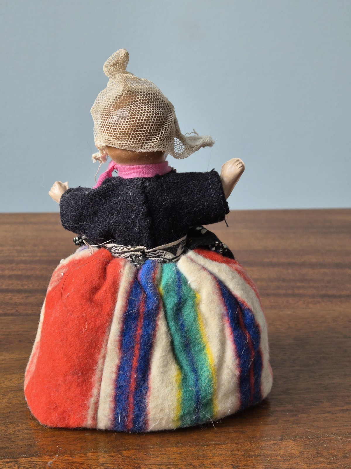VINTAGE RUSSIAN EGG COZY/WARMER DOLL ,FOLK DRESS , COMPO HEAD/ARMS gallery