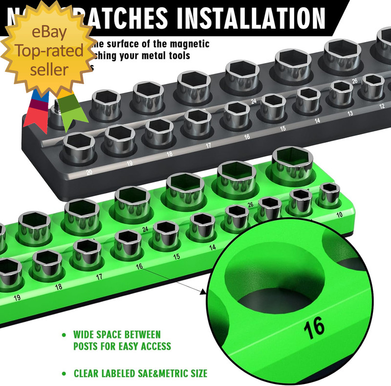 Magnetic Socket Organizer Holder Set for Tool Box Drawer Toolbox Organization gallery