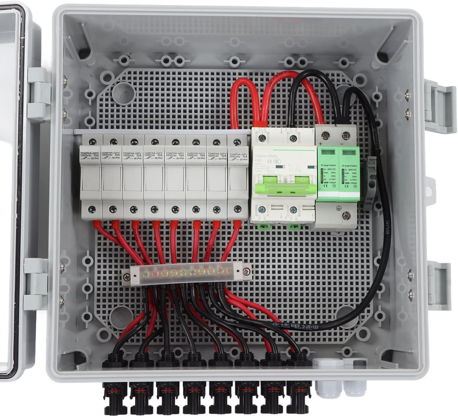 8 String Waterproof Solar Combiner Box with 80A Breaker for PV Systems gallery