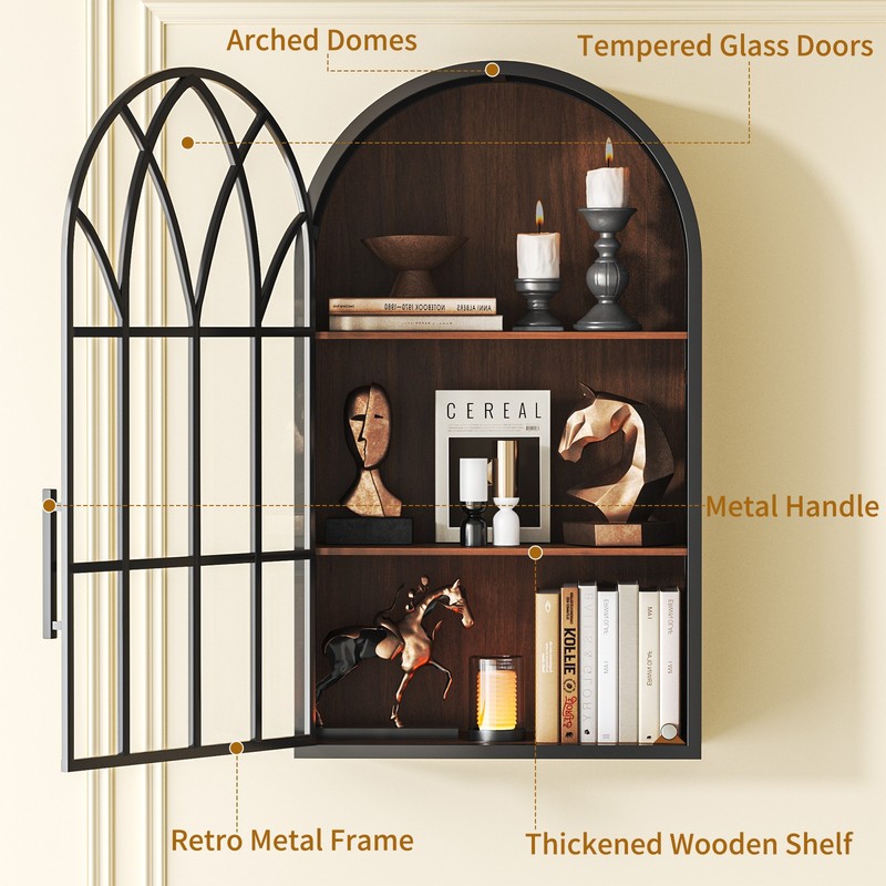Fully Assembled Bathroom Arched Wall Cabinet Modern Floating Medicine Organizer gallery