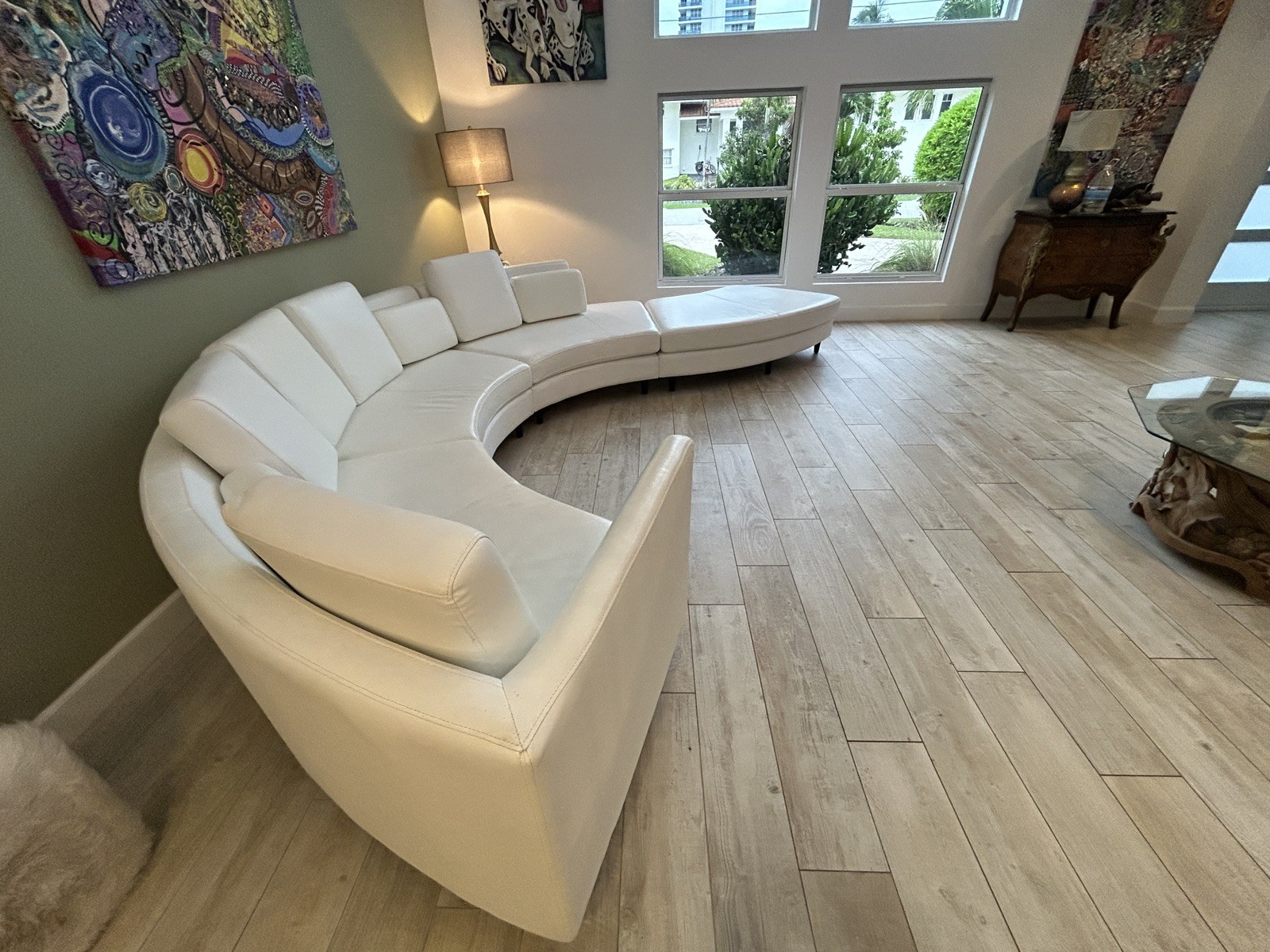 4 piece MODERN ROUND curvy Leather Sectional Sofa gallery