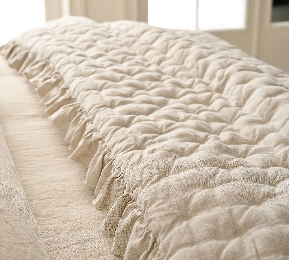 Pottery Barn-Belgian Flax Linen Ruffle Tufted Quilt gallery