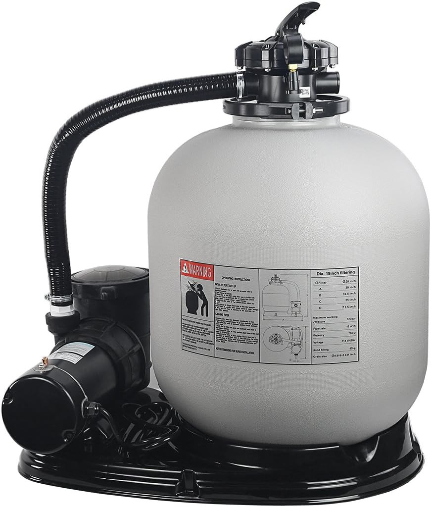 Xtremepowerus 19" Inch Sand Filter with 1.5HP Pool Pump 4500GPH above Ground Swi gallery
