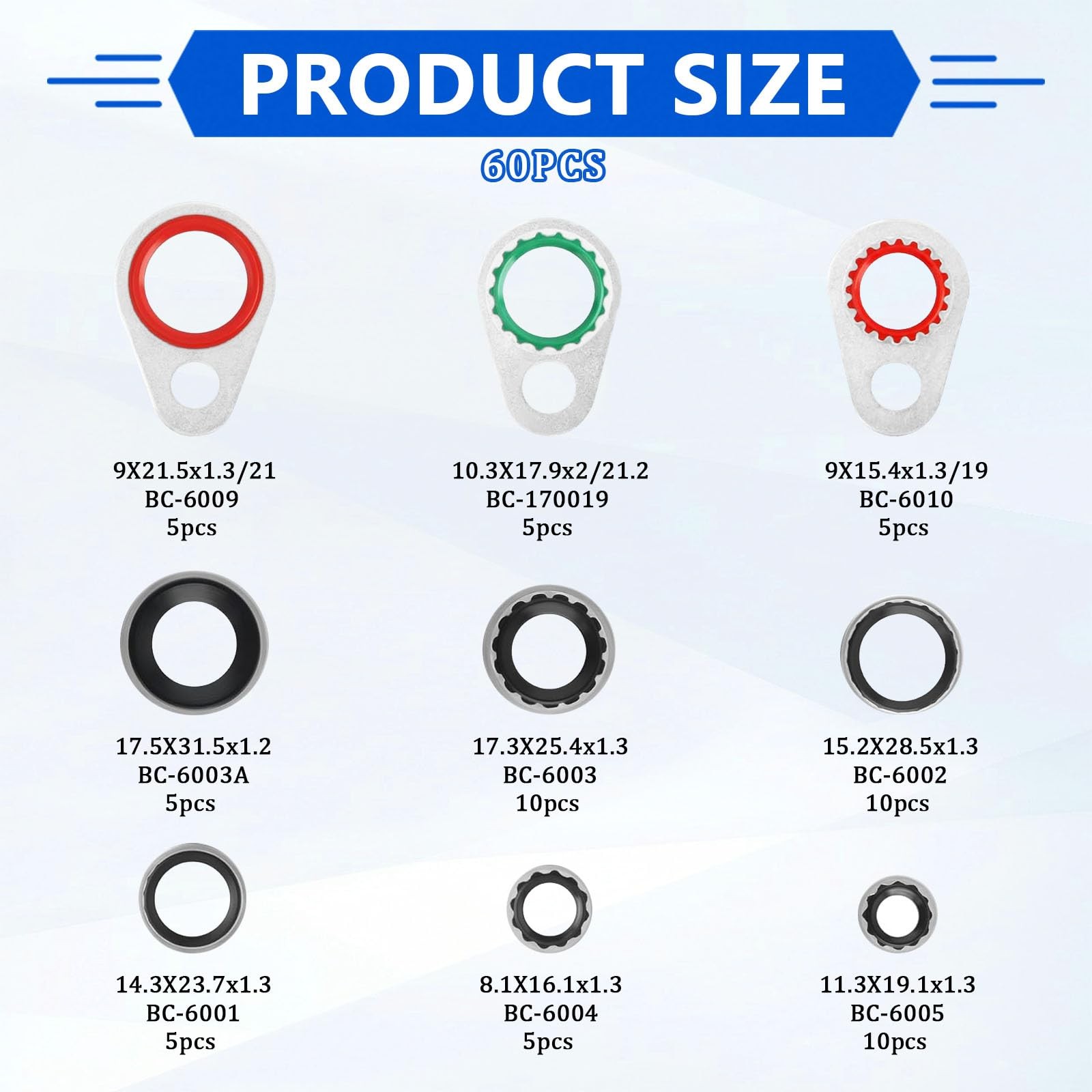60PCS A/C O Ring Kit,Air Conditioning Compressor Gasket Seals,O Ring Assortme... gallery