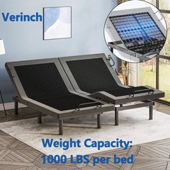 Upgraded Power Base Adjustable Bed Frame Wireless Remote Split King Size