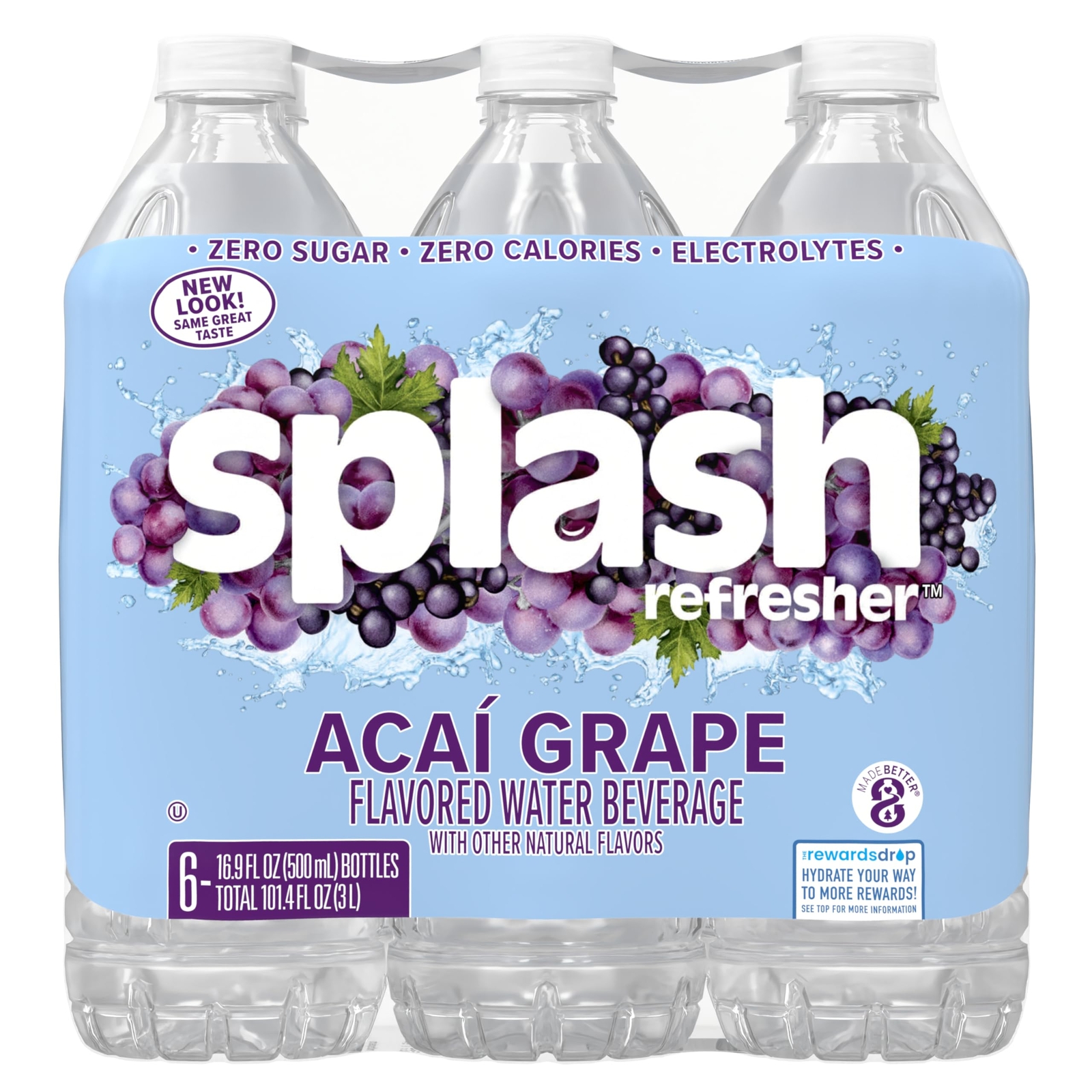 Splash Refresher Acai Grape Flavored Water, 16.9 Fl Oz, Plastic Bottle Pack of 6 gallery