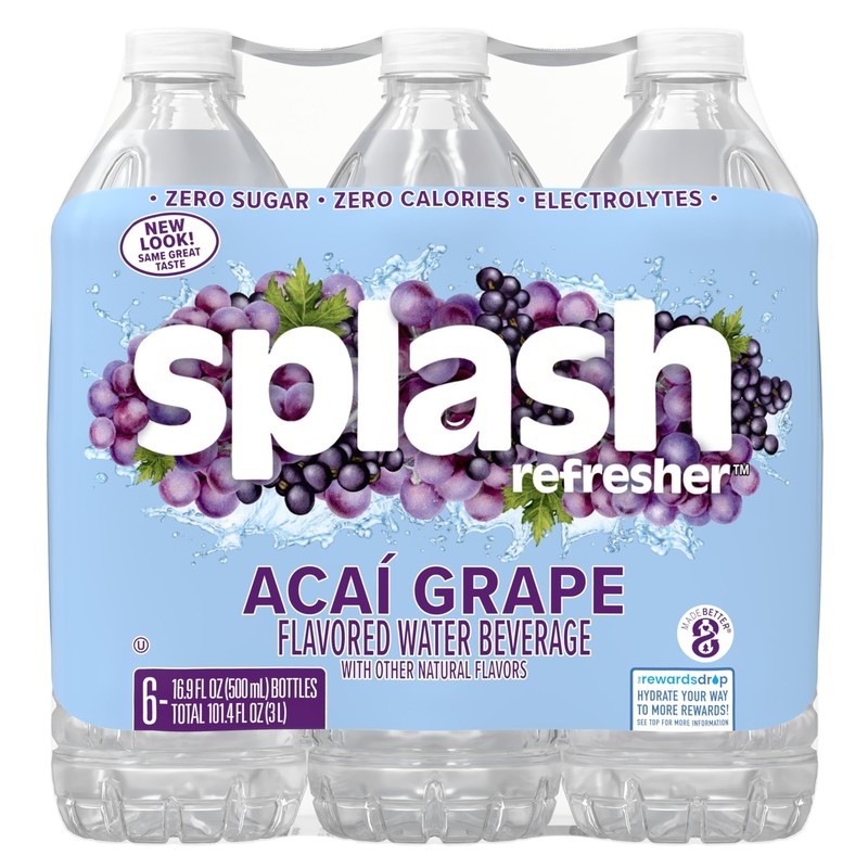 Splash Refresher Acai Grape Flavored Water, 16.9 Fl Oz, Plastic Bottle Pack of 6 gallery