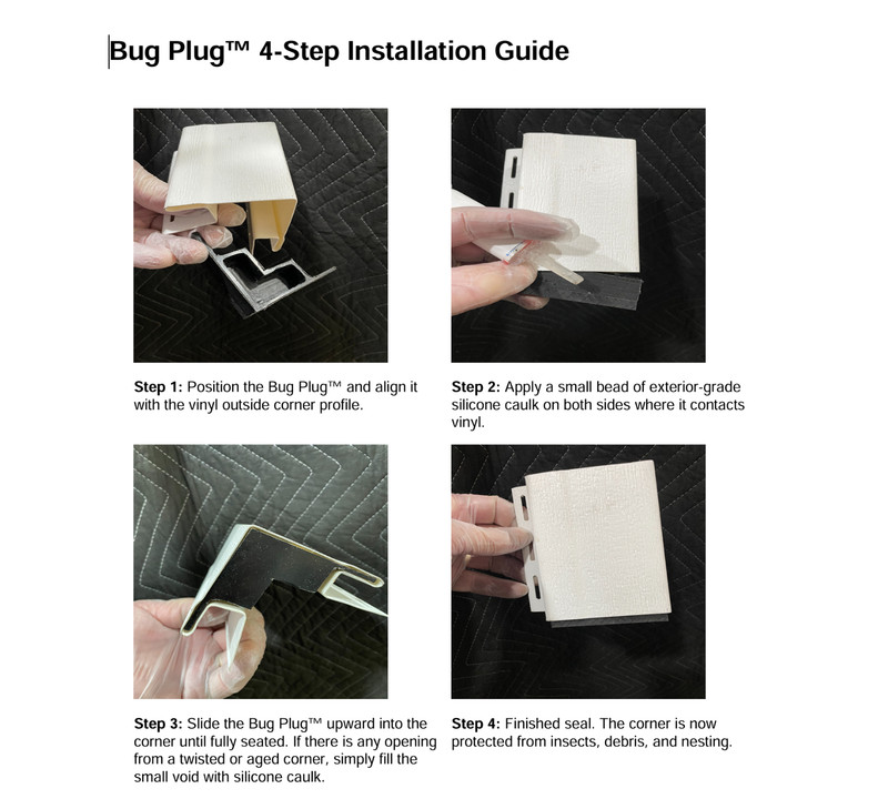 Vinyl Siding Bug Plug Outside Corner Insert – Stops Bees, Wasps & Insects – Made gallery