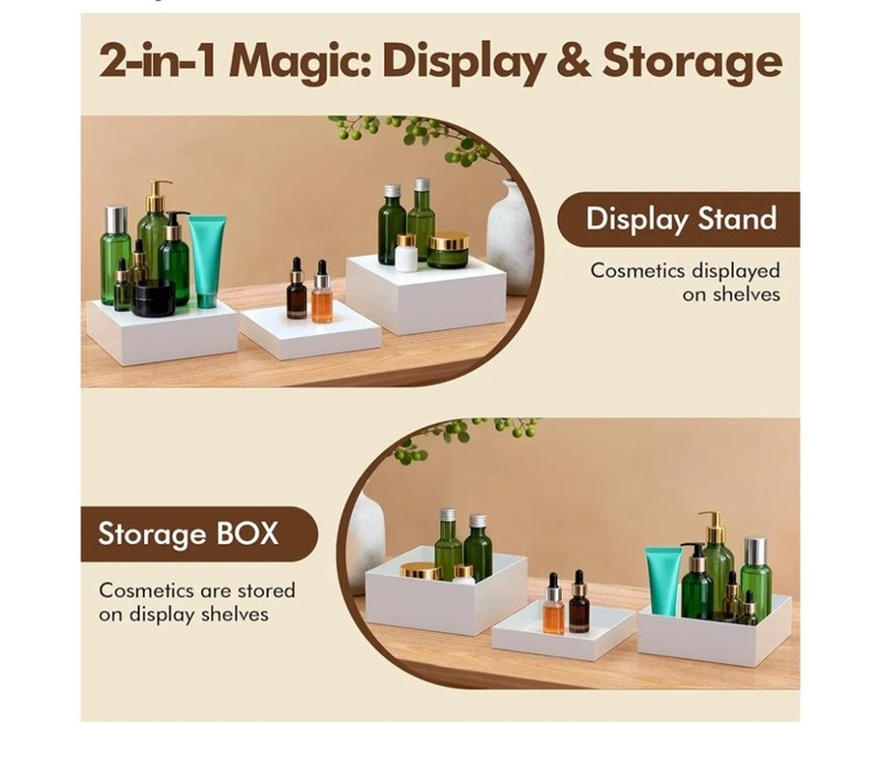 Acrylic Display Riser Set, 6-Tier White Square Dessert Stand, Cupcake and Pastry gallery