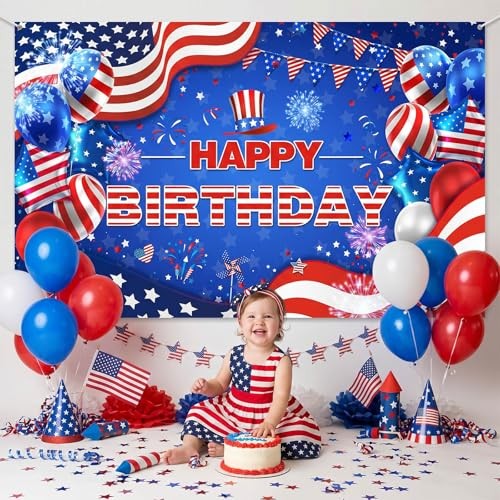 Red White and Blue Birthday Decorations Extra 70.8x43.3 inch Red and Blue gallery