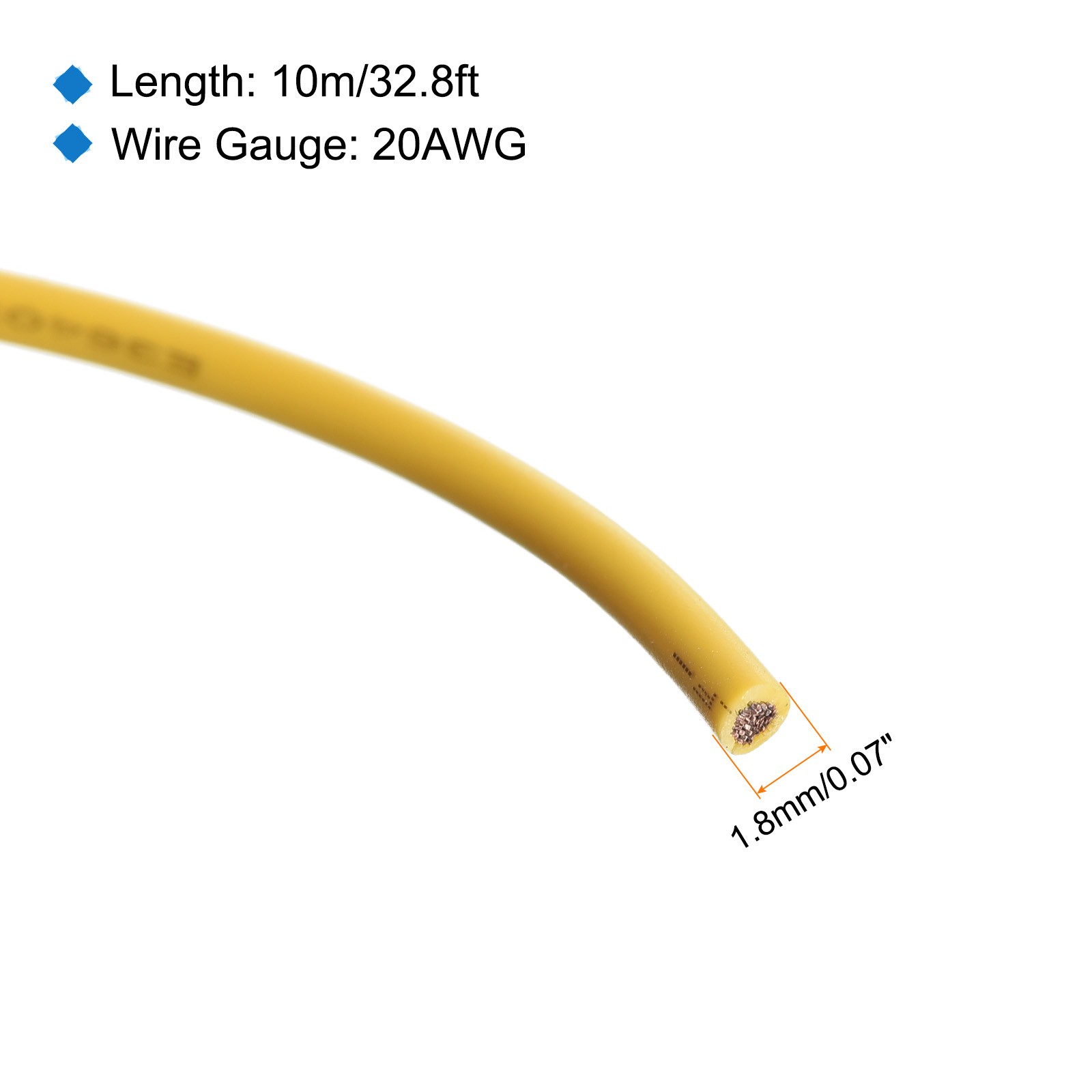 20AWG Stranded Wire PVC Hookup 30M/100ft Yellow, Electrical Wire UL1007 Spool gallery