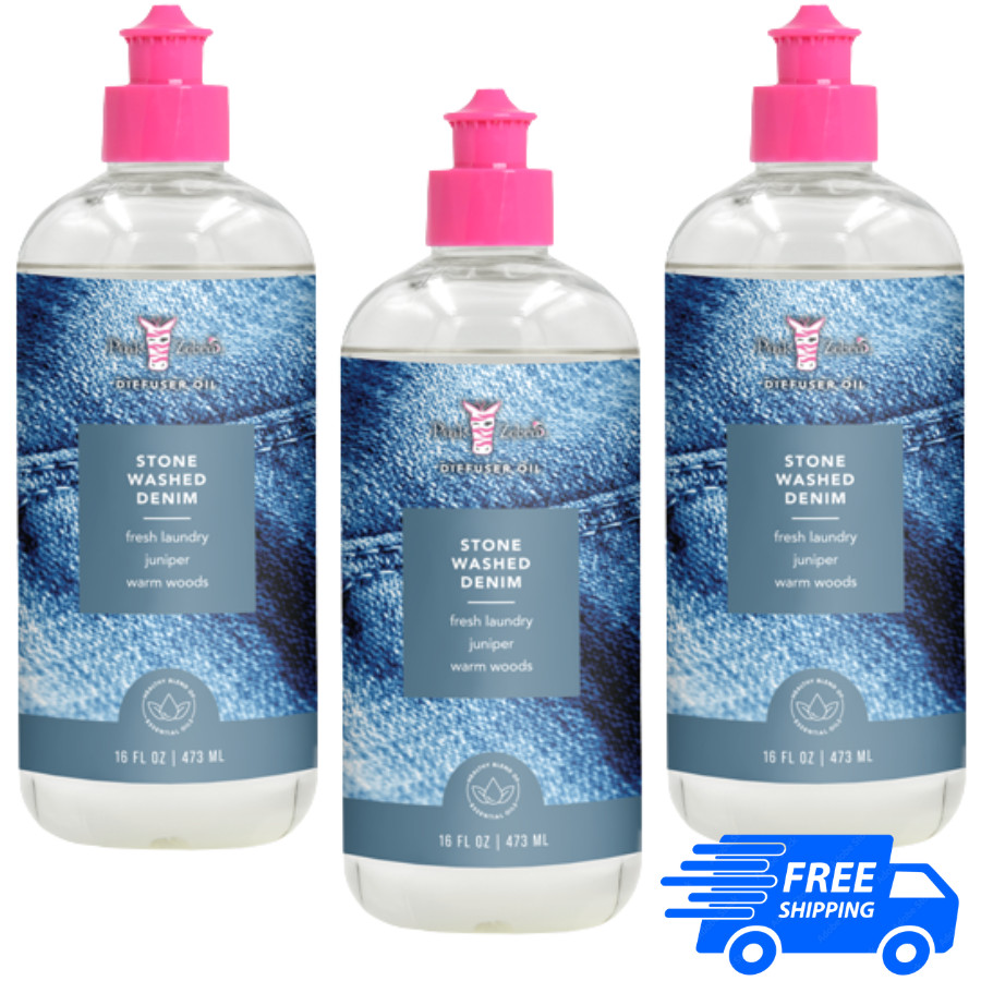 Pink Zebra X3 Stone Washed Denim 16 fl. oz. Diffuser Oil EXP:2028 - New/Sealed gallery