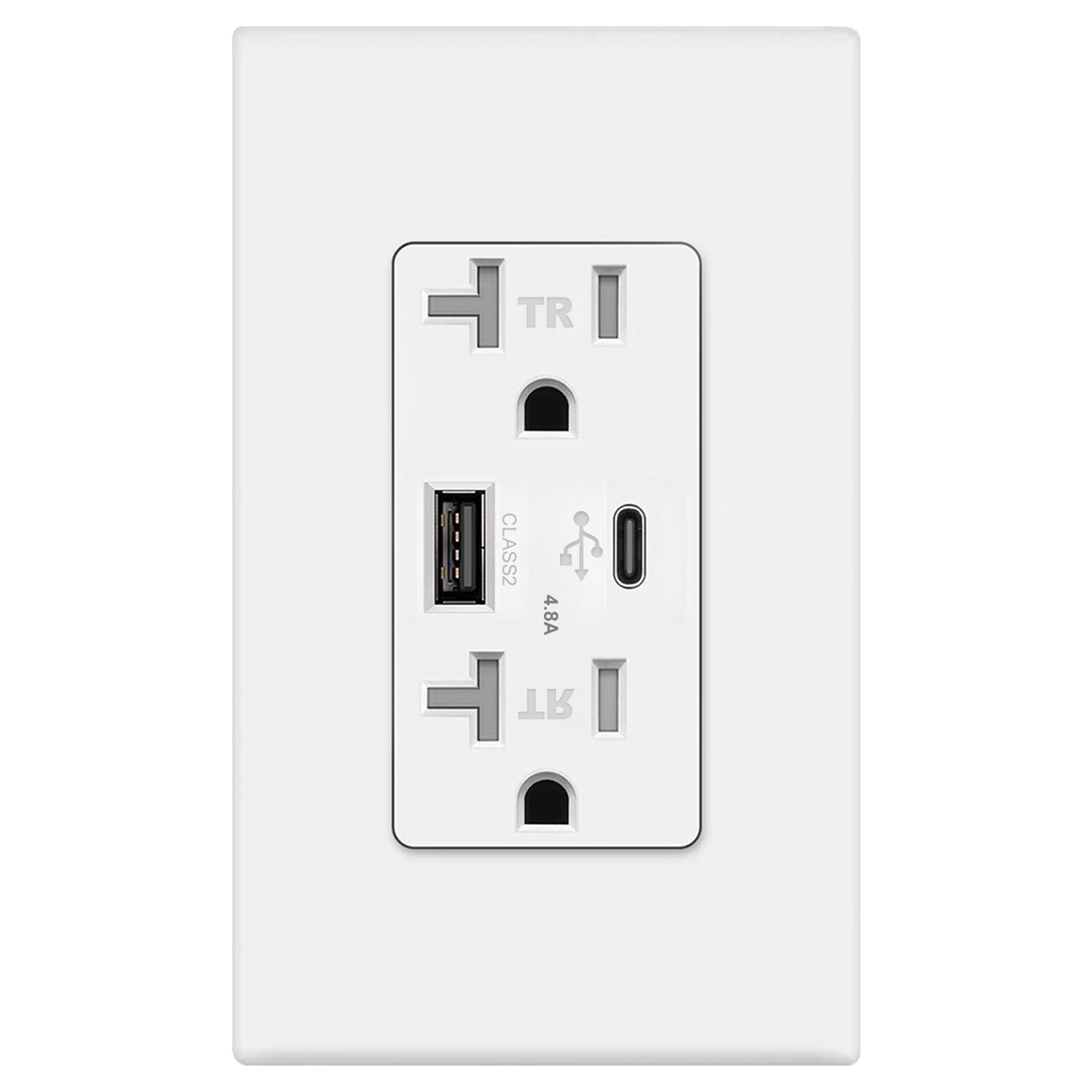 USB Type C 4.8A Wall Outlet Dual High Speed Duplex Receptacle 20 Amp, Smart Fast gallery
