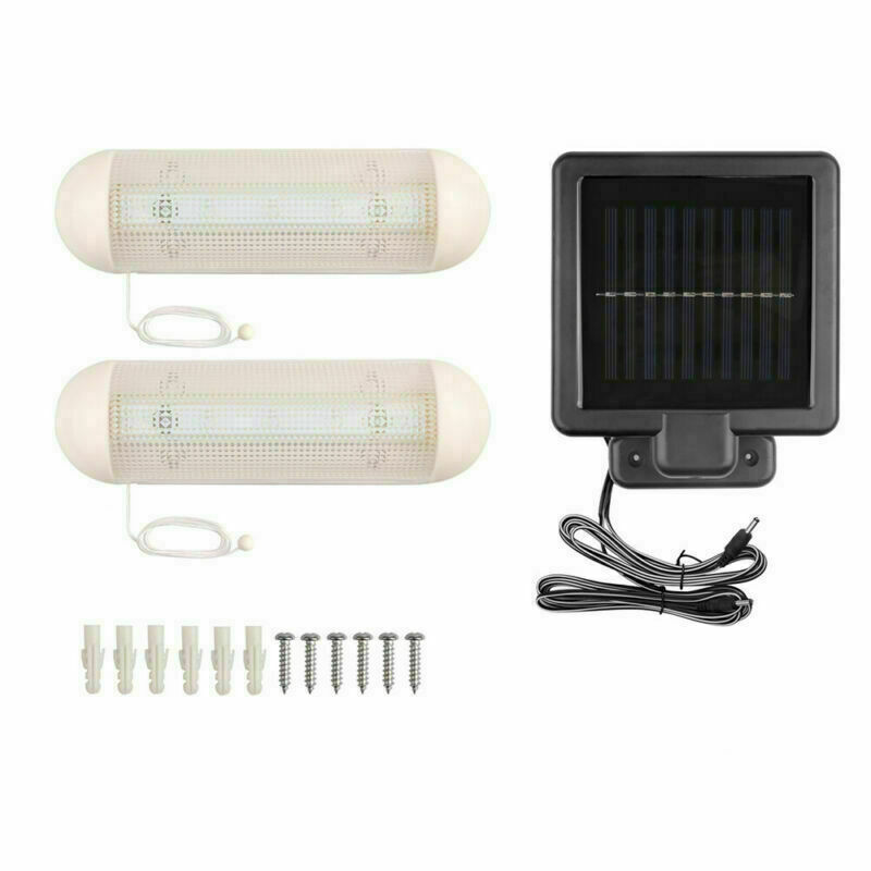 2x Solar Powered LED Light Rechargeable Garage Shed Light Garden Indoor Outdoor gallery