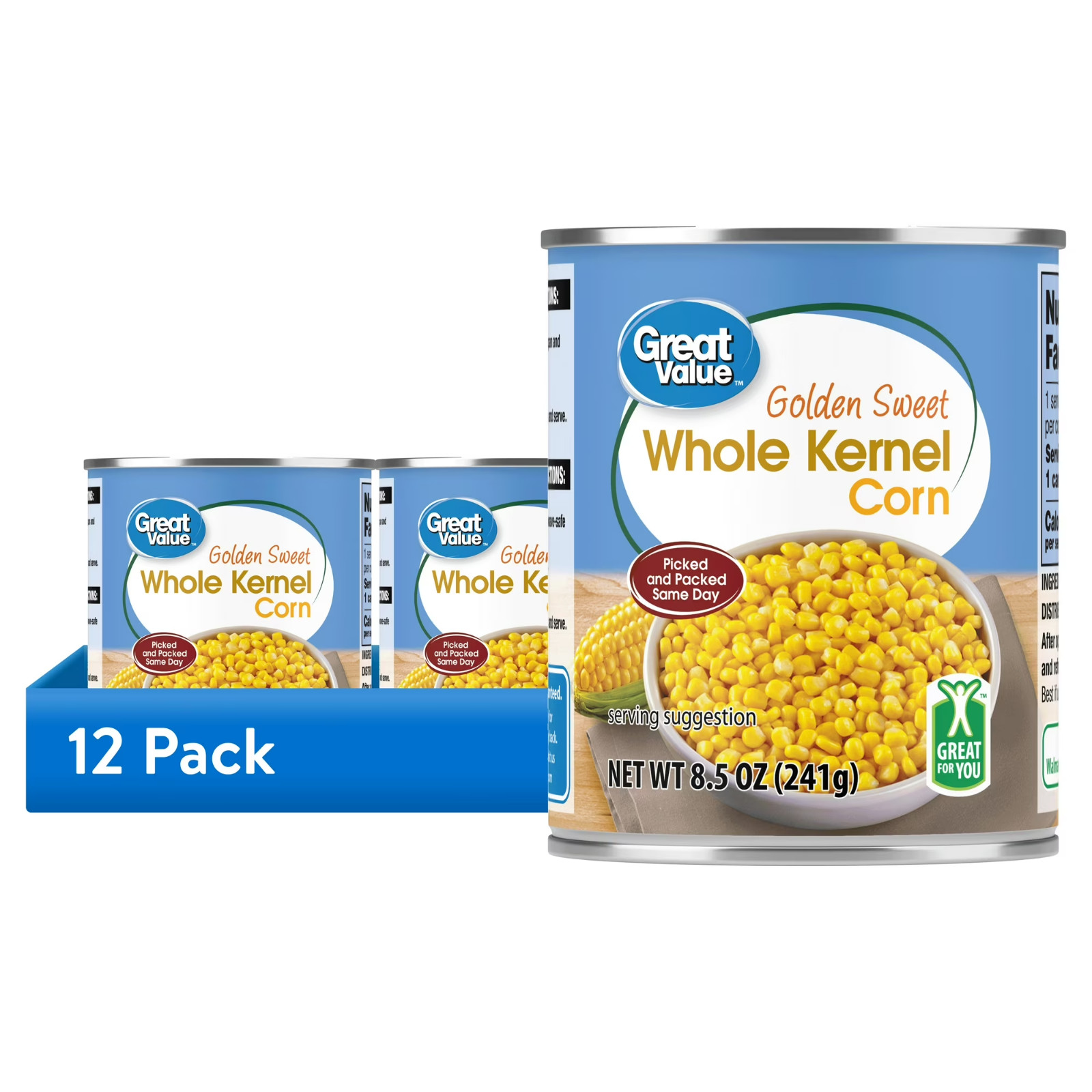 Great Value Golden Sweet Whole Kernel Corn, 8.5 oz (12-Pack) gallery