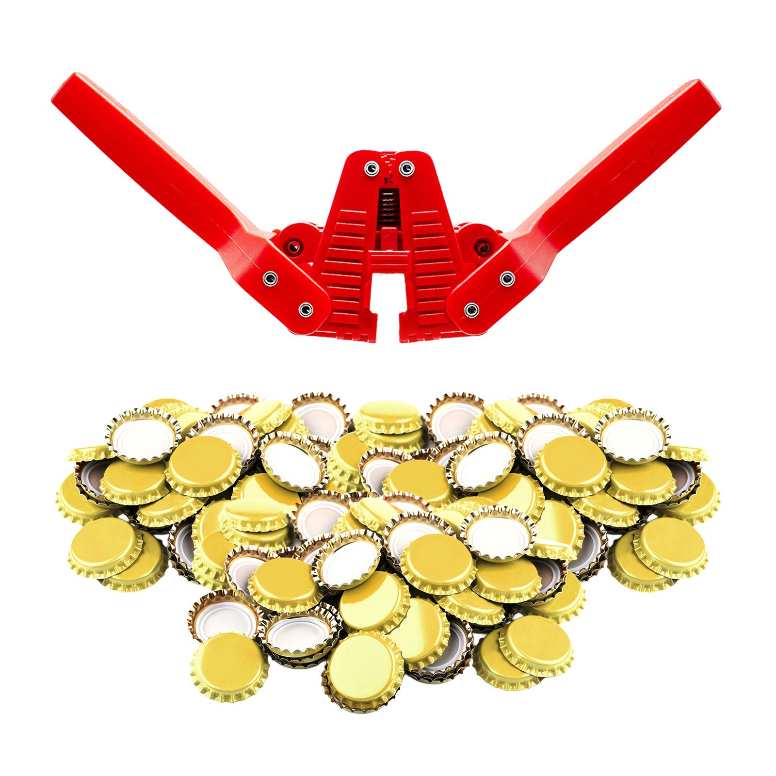 Fermentaholics Beer Bottle Capper & Lid Set and 144 Gold Crown Caps gallery