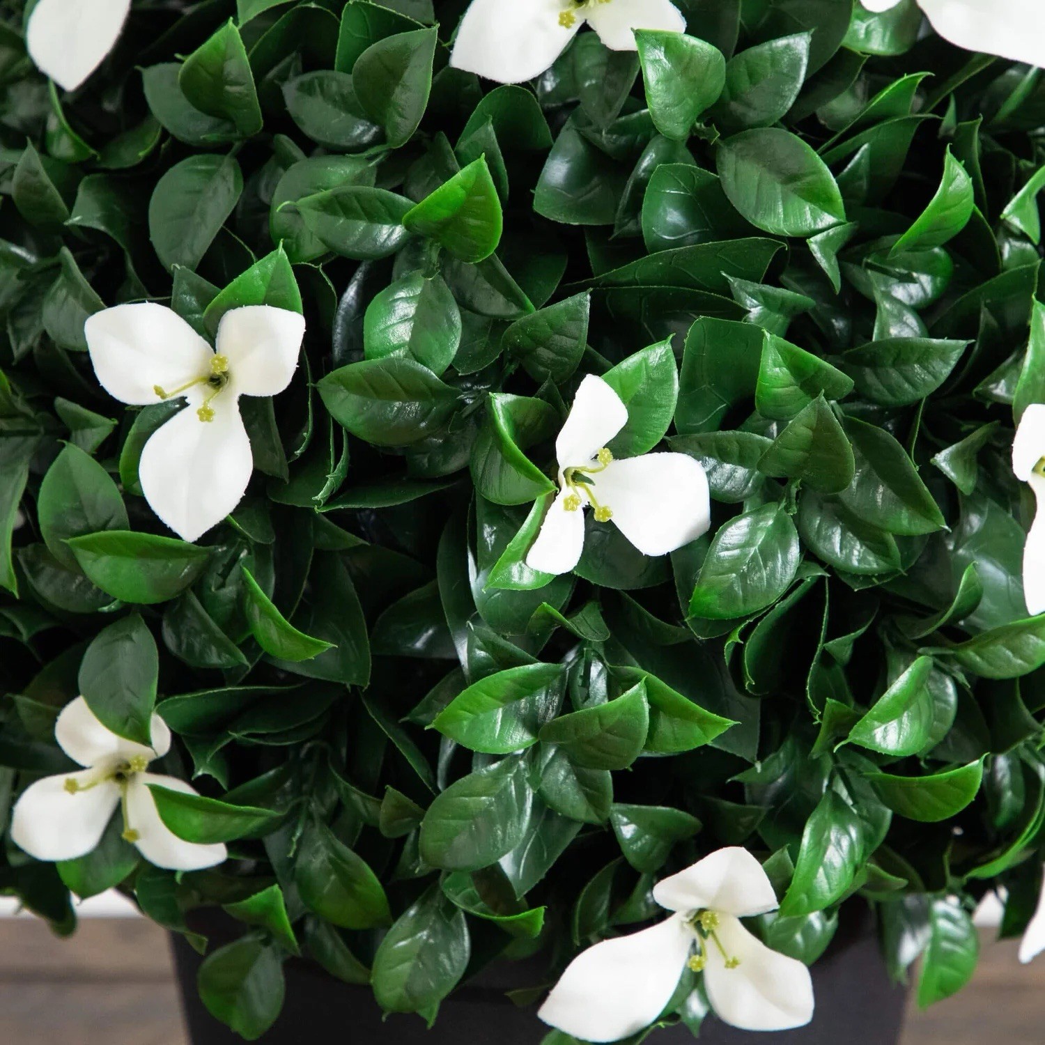 15" UV Resistant Artificial Boxwood and Gardenia Topiary Plant (Indoor/Outdoor) gallery