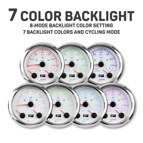 85mm 3-3/8" 3in1 Speedometer - 120 MPH 3-in-1 with Tachometer & Fuel White gallery