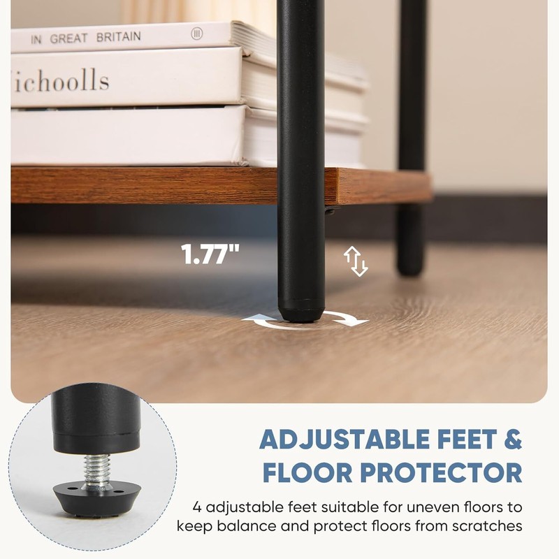3-Tier End Table Small Side Table Storage Shelf Nightstand with Adjustable Feet gallery