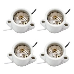 Pendant Light Sockets 4 Pack 660V E26 E27 White Holder with Pre-Wired Cord 18AWG