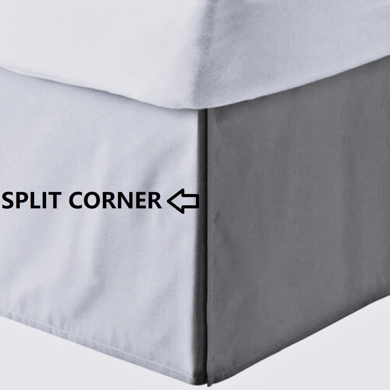 3 Sided Tailored Bed Skirt - Solid Silver 625 TC Egyptian Cotton - Open Corner gallery