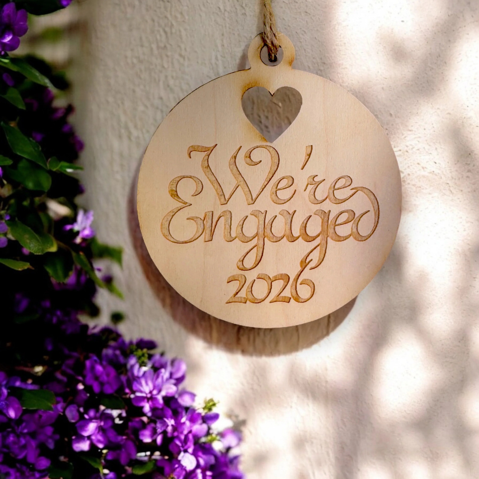 Ornament - We're Engaged 2026 - Raw Wood 3x3in gallery