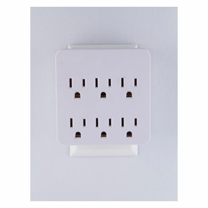 6 Grounded Outlets Tap Electric General Wall Outlet Extender 6 Prong Multi Plug gallery
