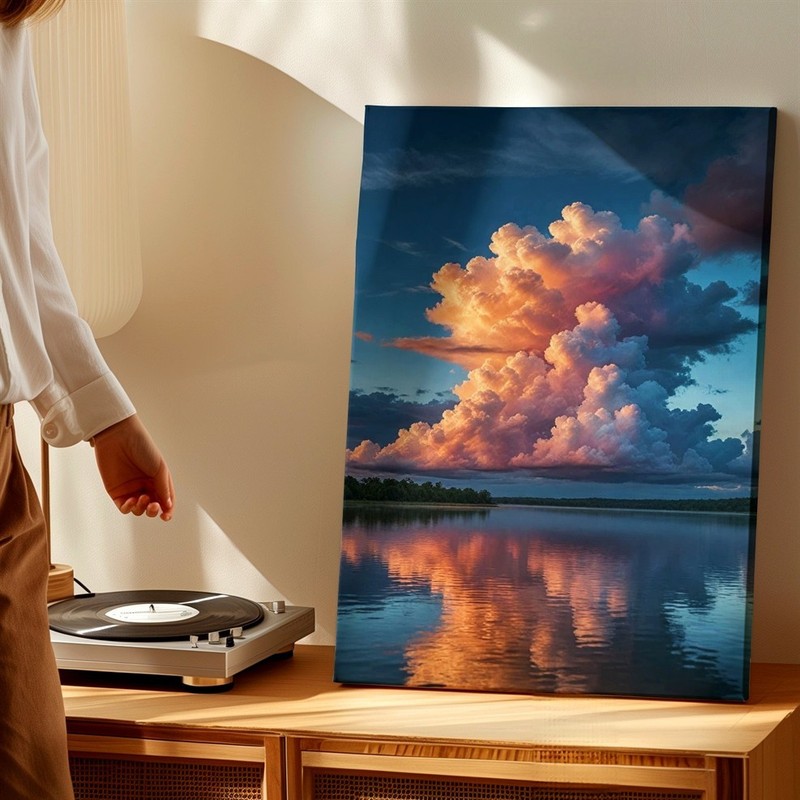 Wall Art Sunset Cloudscape Over Lake Reflection Canvas Print Nature Landscape gallery