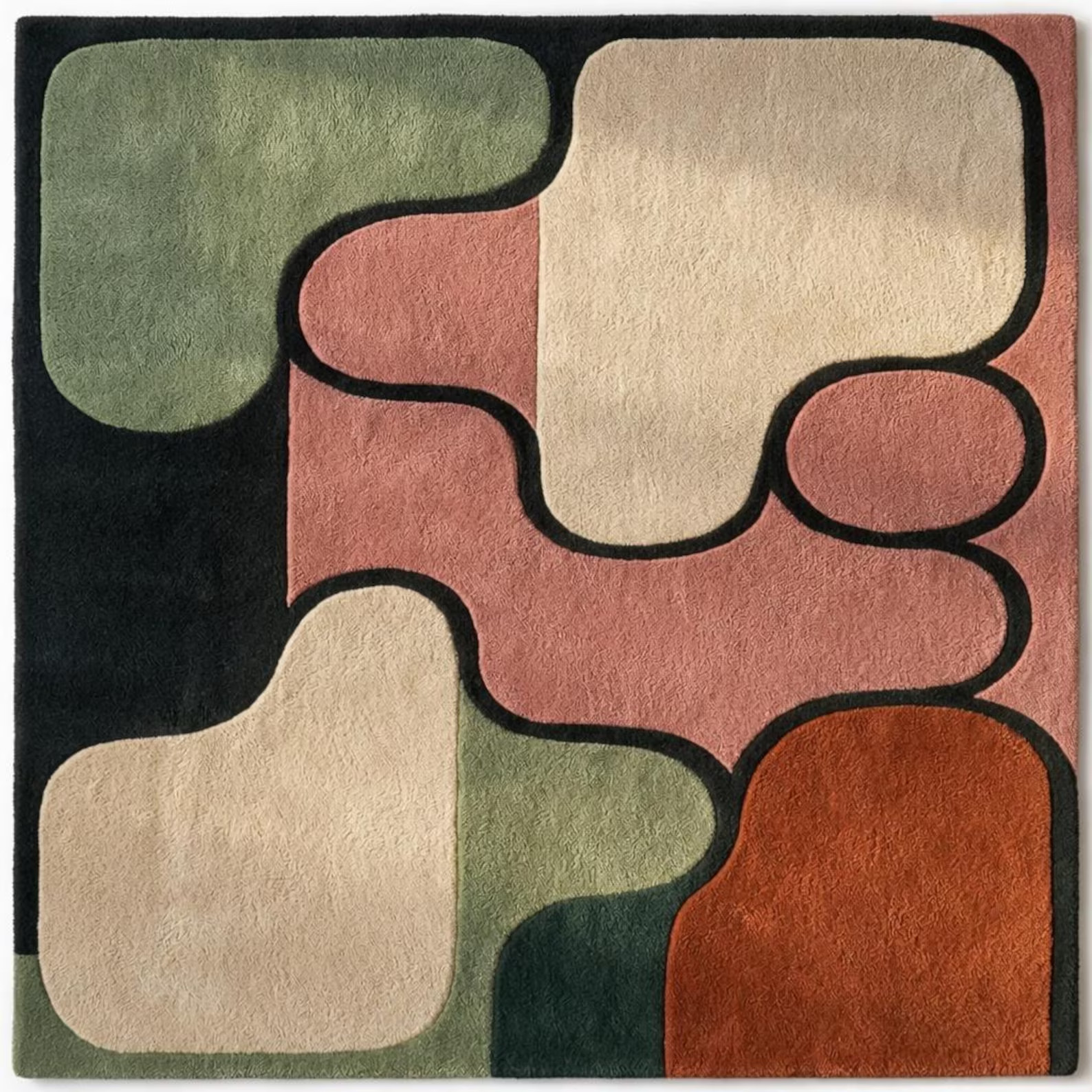 Hand-Tufted Wool Rug – Abstract Organic Design, High Pile Design Carpet Rug gallery
