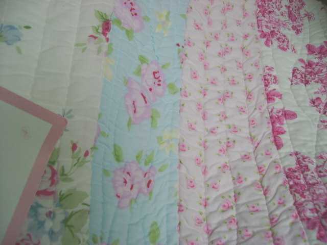 SHABBY COTTAGE PATCHWORK PINK ROSES LIZZY CHIC QUEEN QUILT SET 3 PC gallery
