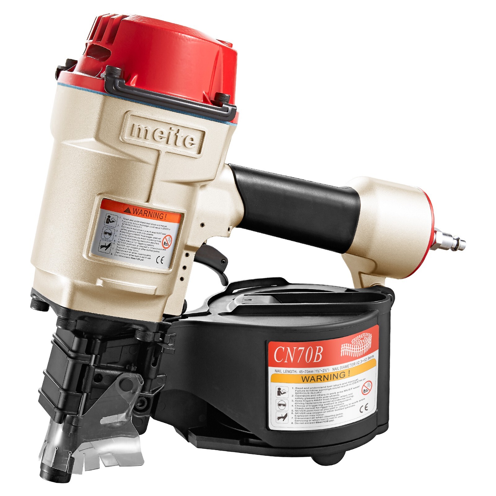 meite CN70B Pneumatic Coil Siding Nailer 15 Degree 1-3/4" to 2-3/4" Length gallery