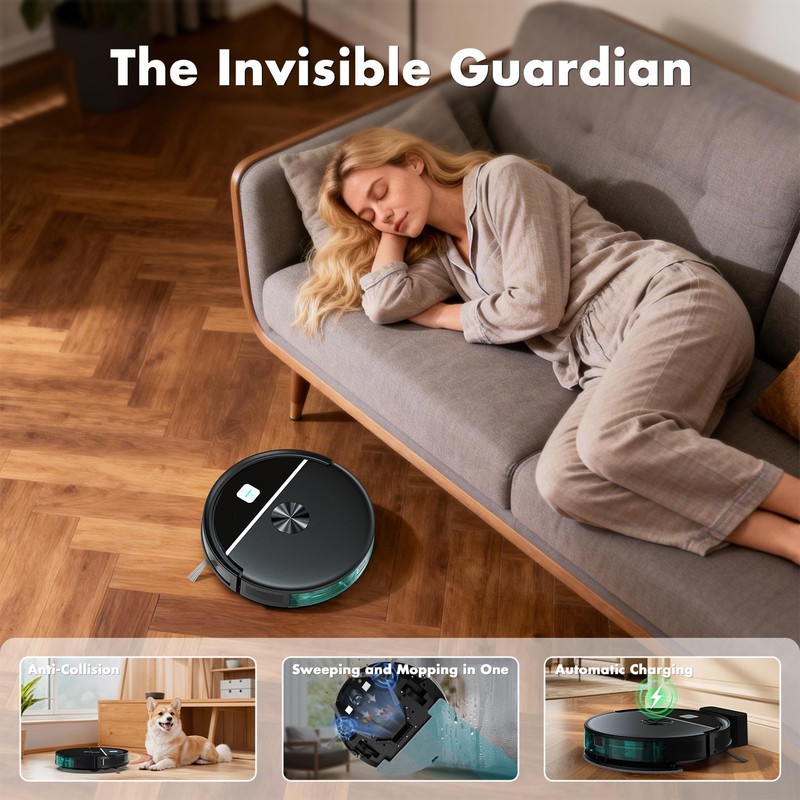 3500pa Robotic Vacuum Cleaner & Mop Combo w/WiFi Smart App & Voice Control gallery