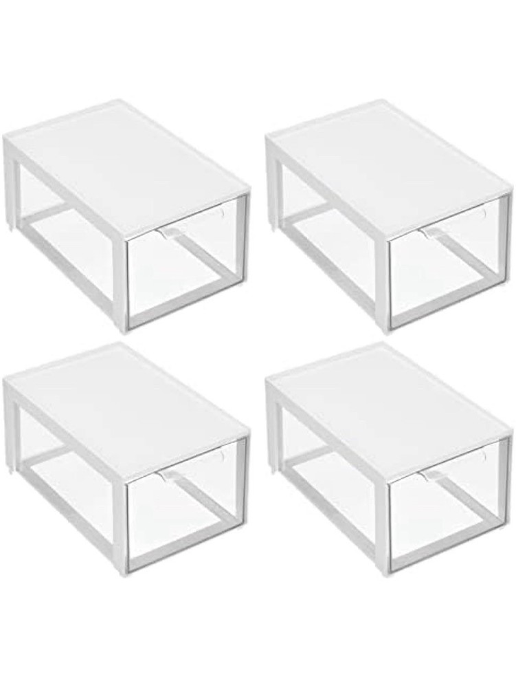 4X mDesign Plastic Stackable Cosmetic Storage Organizer Bin with Pull Out Drawer