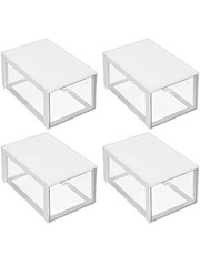 4X mDesign Plastic Stackable Cosmetic Storage Organizer Bin with Pull Out Drawer