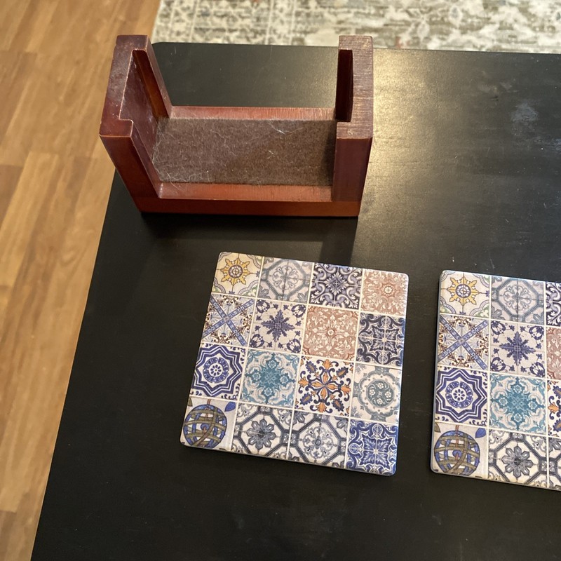Four piece tile coaster set gallery