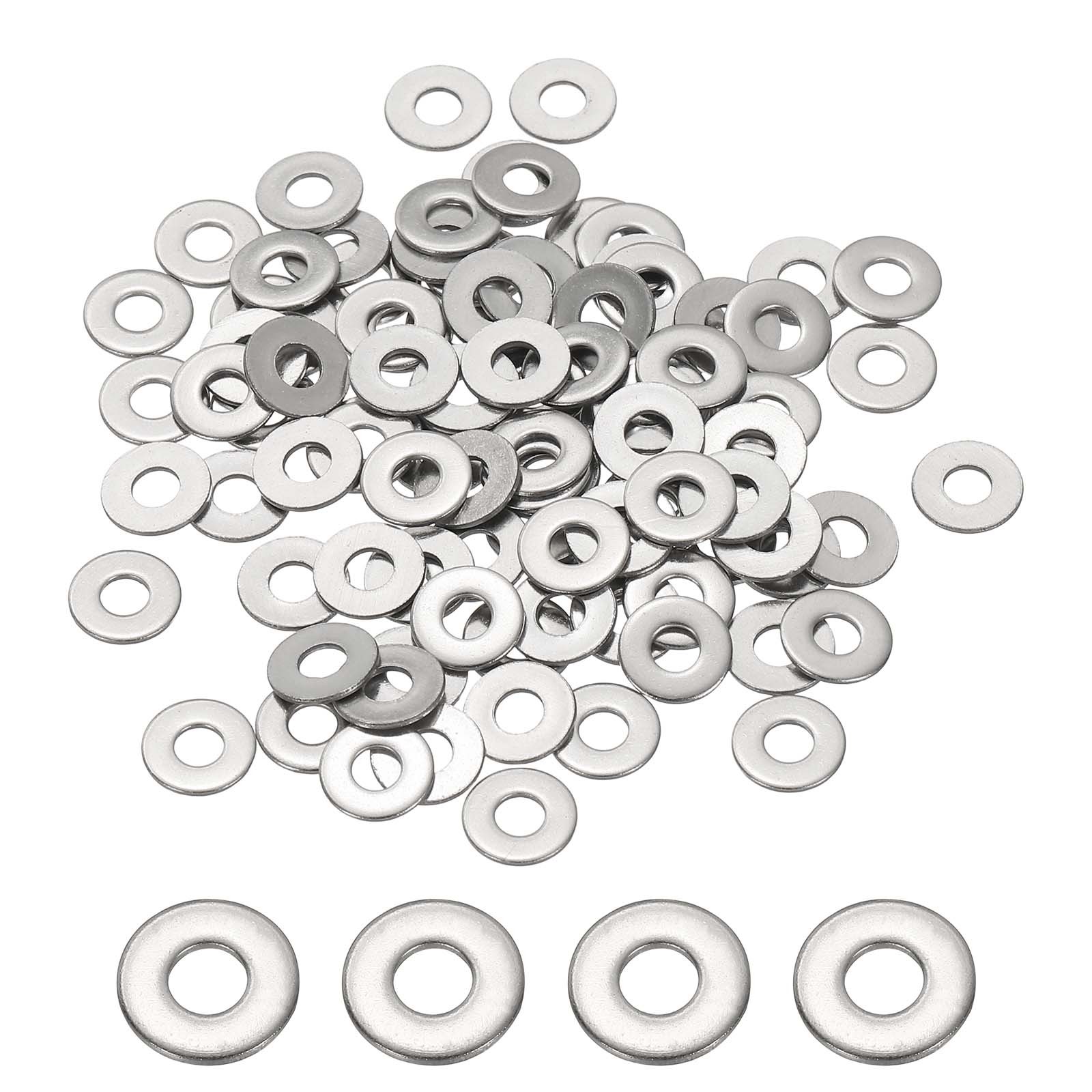 100Pcs #4 Flat Washer 304 Stainless Steel Round Spacers 1/8" ID x 1/3" OD gallery