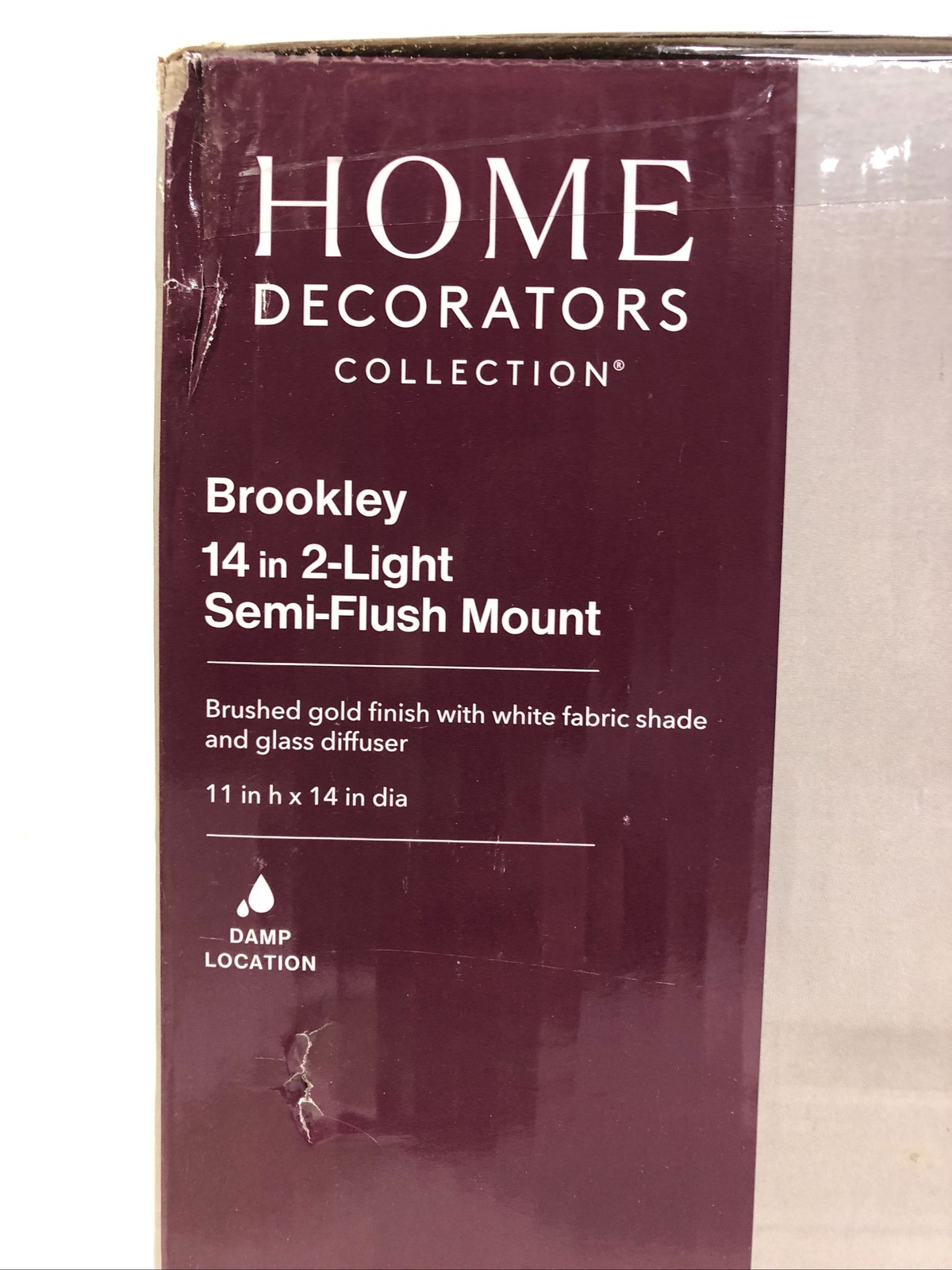 Home Decorators Brookley 14 in. 2-Light Brushed Gold Semi Flush Mount New gallery