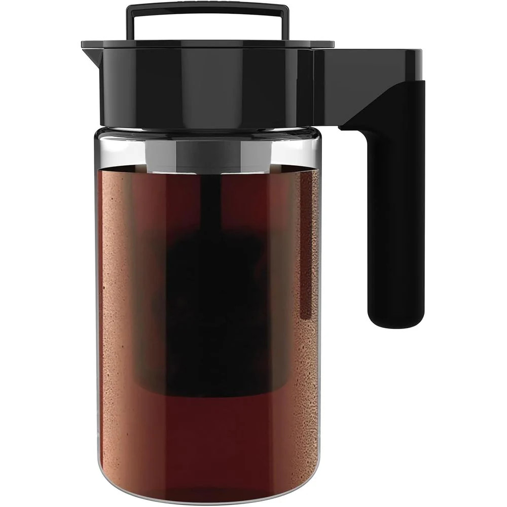 Glass Cold Brew Coffee Maker, Airtight Pitcher, 1 Quart, Black Lid and Ha gallery