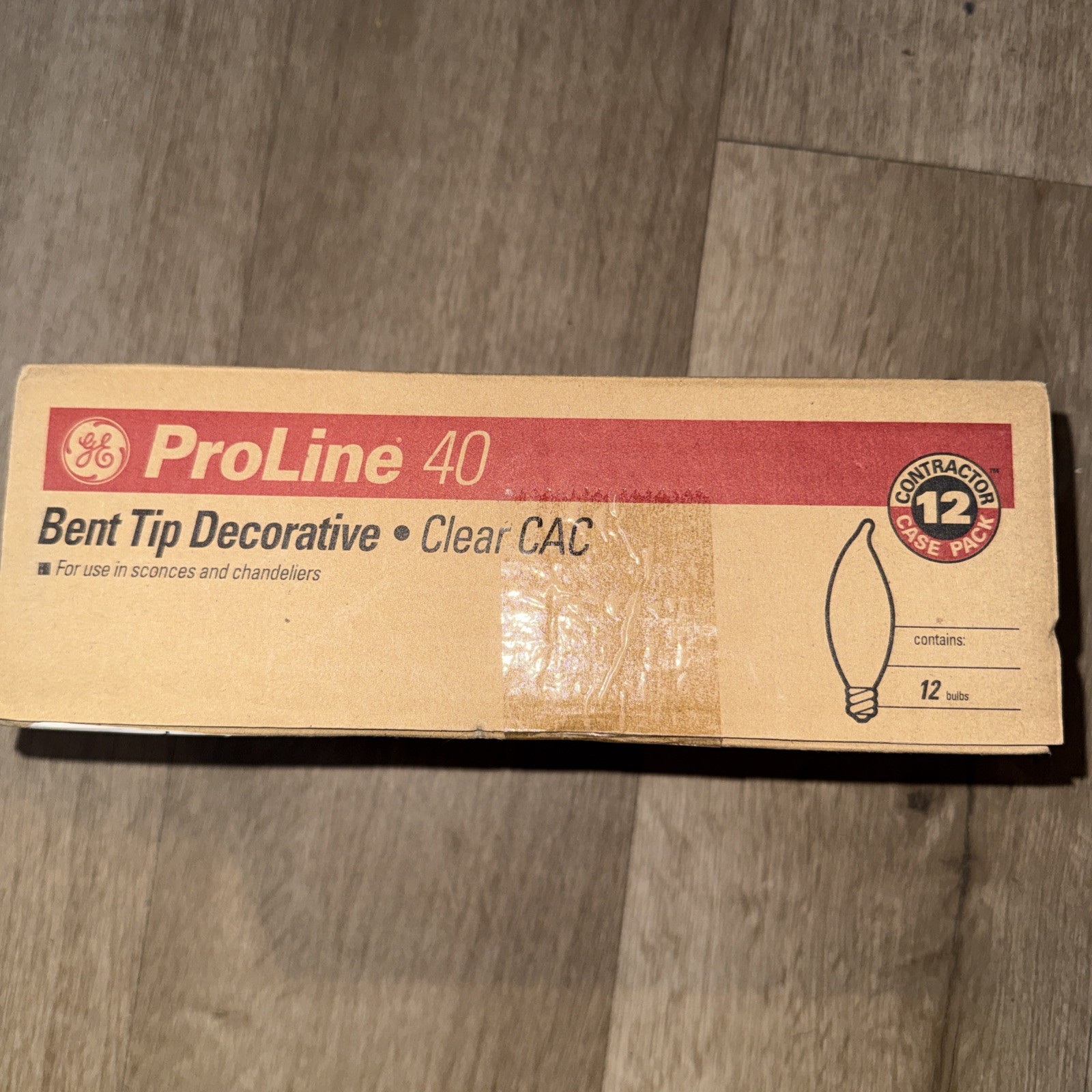 GE ProLine 40W Bent Tip Light Bulbs 12 Pack 130V Clear CAC Candelabra E12 New gallery