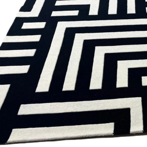 Tufted NZ Wool Rug Bedroom Handmade Area Rug 100% Wool rug White Black Area Rugs gallery