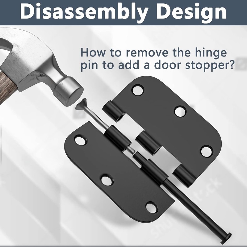 3.5" Matte Black Interior Door Hinges 3-1/2" Hinge w/ 5/8" Radius, 30/60 Pack gallery