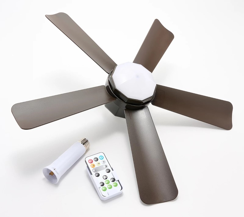 Cascade Pro 2-in-1 Socket 19" Ceiling Fan & LED Light+Remote - White,Black,Brown gallery