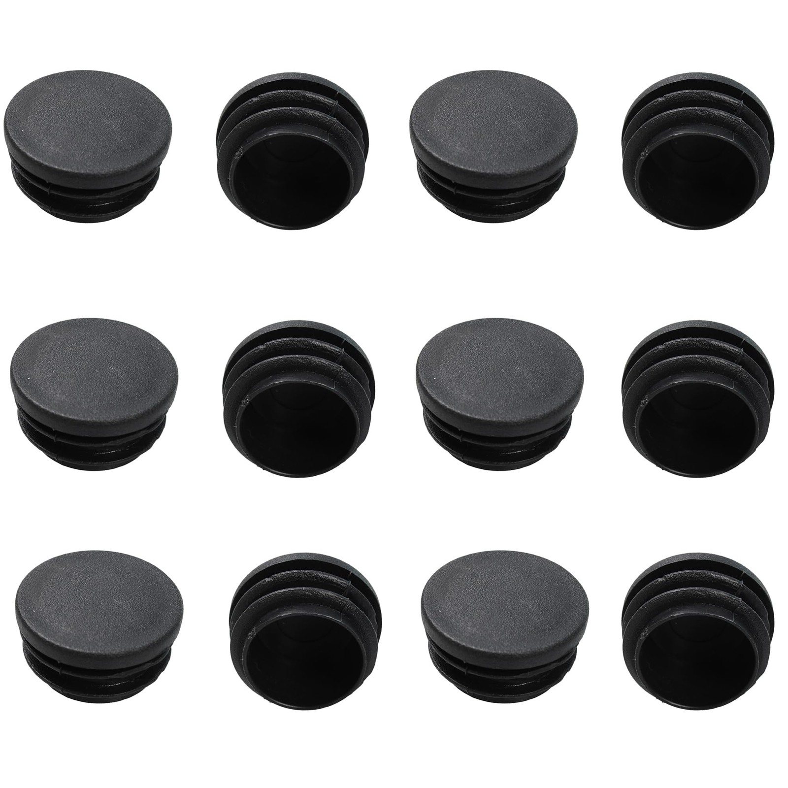 PDETVEO 12 PCS 1 1/4 Inch Round Plastic End Caps, 1 Round, Black gallery