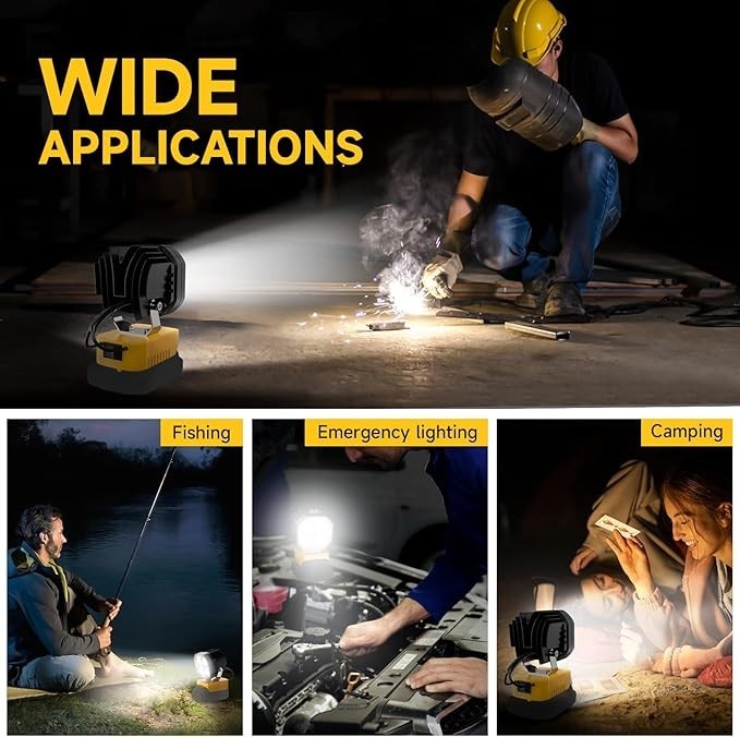 40W 6000LM LED Work Light Compatible with Dewalt 20V Batteries gallery