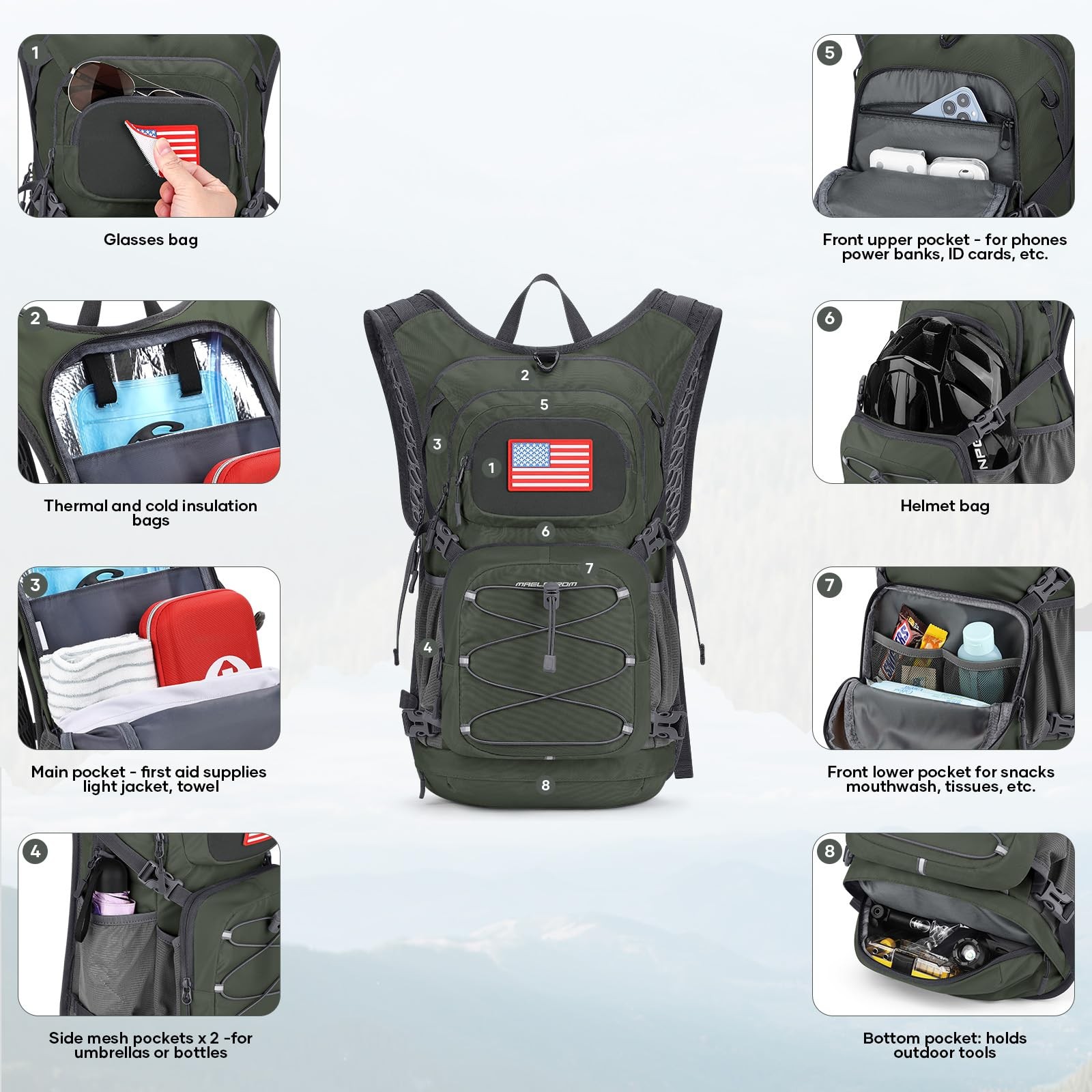 Hydration Hiking Backpack 20L with 2L/3L Water Bladder - Lightweight Insulated 4